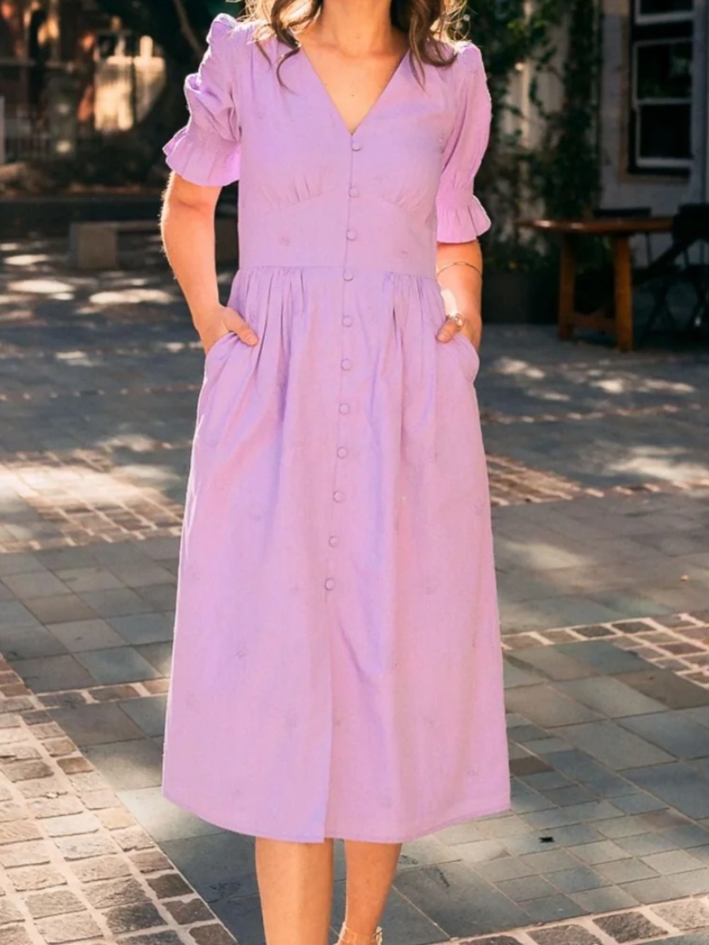 Kaasida lavender cotton cottagecore midi dress size small
